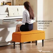 HOMCOM Cutie de Depozitare Otomană Modernă cu Picioare din Lemn, Suportă până la 120KG, pentru Living, Portocaliu | Aosom Romania 