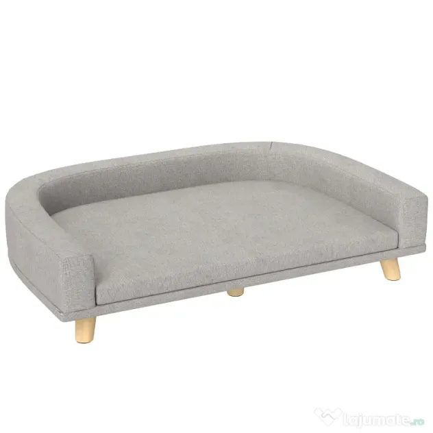 PawHut Canapea pentru Câini cu Picioare Înălțate și Pernă Detașabilă, 98x67x25 cm, Gri | Aosom Romania