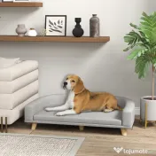 PawHut Canapea pentru Câini cu Picioare Înălțate și Pernă Detașabilă, 98x67x25 cm, Gri | Aosom Romania 