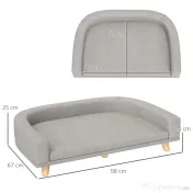 PawHut Canapea pentru Câini cu Picioare Înălțate și Pernă Detașabilă, 98x67x25 cm, Gri | Aosom Romania 