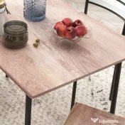 HOMCOM Set din 5 Piese cu Masă de Bucătărie Dreptunghiulară și 4 Scaune Moderne din MDF și Oțel, 110x70x75 cm , Maro | Aosom Romania 