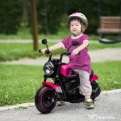 HOMCOM Motocicletă Electrică pentru Copii 18-36 luni, Motocicletă de Jucărie cu Roți Suplimentare și Faruri, 76x42x57 cm, Roz | Aosom Romania 