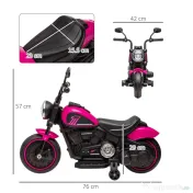 HOMCOM Motocicletă Electrică pentru Copii 18-36 luni, Motocicletă de Jucărie cu Roți Suplimentare și Faruri, 76x42x57 cm, Roz | Aosom Romania 