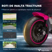 HOMCOM Motocicletă Electrică pentru Copii 18-36 luni, Motocicletă de Jucărie cu Roți Suplimentare și Faruri, 76x42x57 cm, Roz | Aosom Romania 