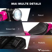 HOMCOM Motocicletă Electrică pentru Copii 18-36 luni, Motocicletă de Jucărie cu Roți Suplimentare și Faruri, 76x42x57 cm, Roz | Aosom Romania 