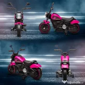 HOMCOM Motocicletă Electrică pentru Copii 18-36 luni, Motocicletă de Jucărie cu Roți Suplimentare și Faruri, 76x42x57 cm, Roz | Aosom Romania 