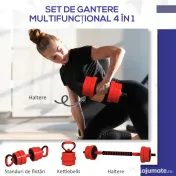 SPORTNOW Set de Greutăți pentru Sală 4 în 1 din Plastic și Nisip, Roșu | Aosom Romania 