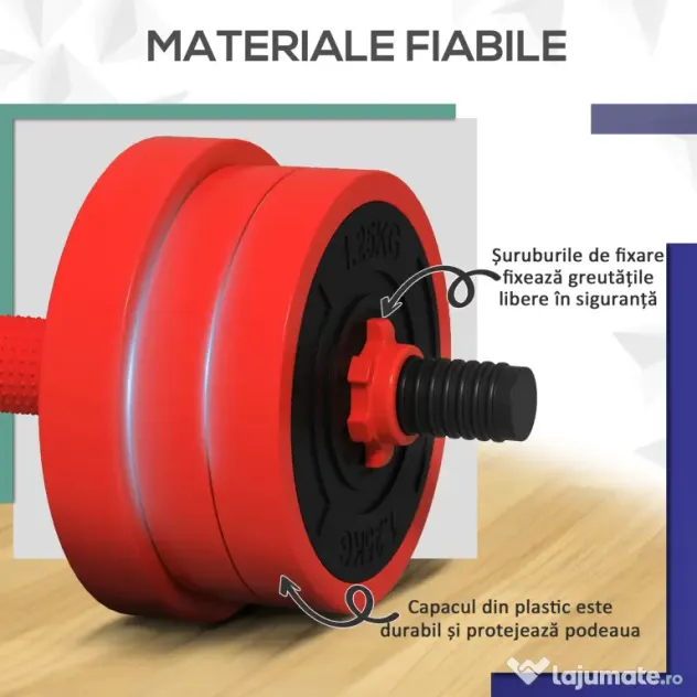 SPORTNOW Set de Greutăți pentru Sală 4 în 1 din Plastic și Nisip, Roșu | Aosom Romania
