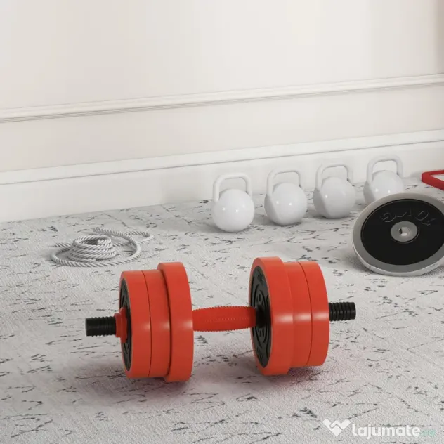 SPORTNOW Set de Greutăți pentru Sală 4 în 1 din Plastic și Nisip, Roșu | Aosom Romania