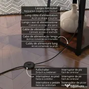 Lampa de Podea cu Rafturi, Inalta, Independenta, cu Abajur din Material Textil (Becul Nu Este Inclus), Nuc Maro si Bej, HOMCOM | Aosom Romania 