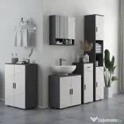 Dulap de Baie cu Oglinda, Dulap de Depozitare pentru Baie Montat pe Perete cu Rafturi Reglabil, Gri Deschis 55x17x55cm Kleankin | Aosom Romania 