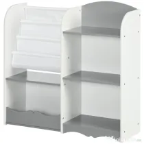 Raft pentru jucării pentru copii Mobilier dormitor din lemn, mobilier pentru sufragerie și creșă, 85x26x84cm, gri ZONEKIZ | Aosom Romania