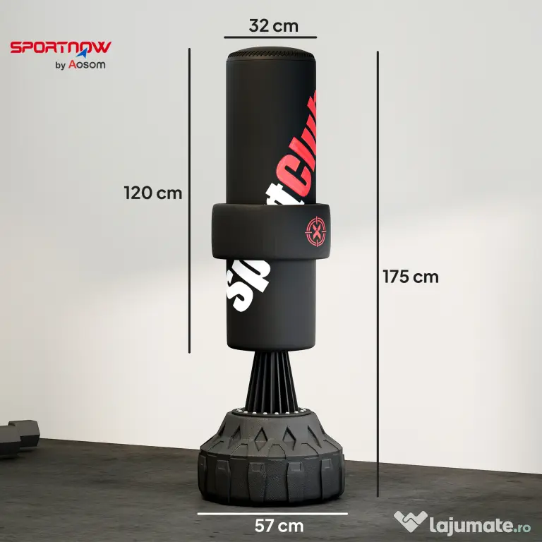 SPORTNOW Sac de Box Independent, Sac de Box Greu cu Tinta Reglabila si Baza cu Greutate Stabila, pentru Box sau Kickboxing | Aosom Romania