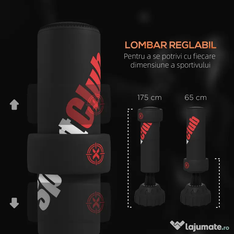 SPORTNOW Sac de Box Independent, Sac de Box Greu cu Tinta Reglabila si Baza cu Greutate Stabila, pentru Box sau Kickboxing | Aosom Romania