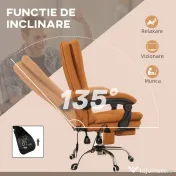 Vinsetto Scaun de Birou Masaj cu Vibrații și Căldură din Piele PU Suport Picioare Cotiere Spătar Rabatabil Maro | Aosom Romania