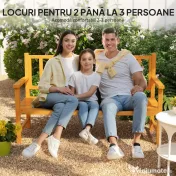 Outsunny Bancă de Grădină pentru 2-3 Persoane din Lemn de Pin, Bancă de Exterior cu Măsuță Rabatabilă și Brațe, pentru Balcon și Terasă, 153x56x91 cm, Maro Deschis | Aosom Romania 