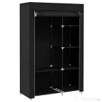 HOMCOM Dulap Portabil din Țesătură cu 6 Rafturi Deschise și un Umeraș, 103x43x162.5 cm, Negru