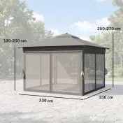 Outsunny Foisor tip pop-up 3 x 3(m),20 lumini LED alimentate de la soare,geanta cu roti, 4 saci de greutate, inaltime reglabila, Gri | Aosom Romania 