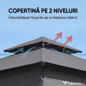 Outsunny Foisor tip pop-up 3 x 3(m),20 lumini LED alimentate de la soare,geanta cu roti, 4 saci de greutate, inaltime reglabila, Gri | Aosom Romania 