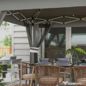Outsunny Foisor tip pop-up 3 x 3(m),20 lumini LED alimentate de la soare,geanta cu roti, 4 saci de greutate, inaltime reglabila, Gri | Aosom Romania 