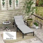Outsunny Pernă de Lux pentru Șezlong Exterior cu Tetieră și Legături, Perfectă pentru Relaxare, Gri Deschis | Aosom Romania 
