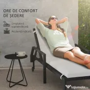 Outsunny Pernă de Lux pentru Șezlong Exterior cu Tetieră și Legături, Perfectă pentru Relaxare, Gri Deschis | Aosom Romania 