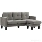 HOMCOM Canapea de colț 3 locuri cu perne pentru șezut și spătar, din material textil cu efect de catifea, 186x130x84 cm, taupe