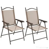 Outsunny Set de 2 scaune pliabile, pentru gradina cu cotiera, Maro