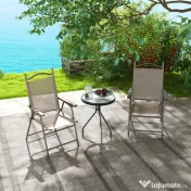 Outsunny Set de 2 scaune pliabile, Scaune pentru gradina cu cotiera, sezut cu tesatura din plasa care permite trecerea aerului | Aosom Romania