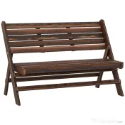 Outsunny Bancă de Exterior din Lemn pentru 2 Persoane, Bancă Pliabilă cu Spătar și Șezut cu Șipci, Bancă pentru Patio, Finisaj Carbonizat | Aosom Romania 