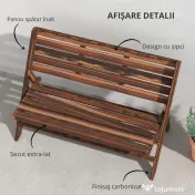 Outsunny Bancă de Exterior din Lemn pentru 2 Persoane, Bancă Pliabilă cu Spătar și Șezut cu Șipci, Bancă pentru Patio, Finisaj Carbonizat | Aosom Romania 
