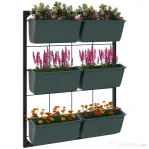 Outsunny Jardiniera de perete pe 3 nivele cu 6 ghivece pentru int