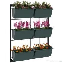 Outsunny Jardiniera de perete pe 3 nivele cu 6 ghivece pentru int