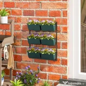 Outsunny Jardiniera de perete pe 3 nivele cu 6 ghivece pentru interior si exterior, Jardiniera cu montare pe perete