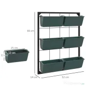 Outsunny Jardiniera de perete pe 3 nivele cu 6 ghivece pentru interior si exterior, Jardiniera cu montare pe perete