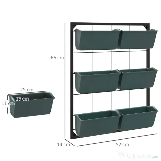 Outsunny Jardiniera de perete pe 3 nivele cu 6 ghivece pentru interior si exterior, Jardiniera cu montare pe perete