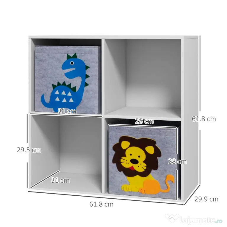 ZONEKIZ Cutii Depozitare Jucării cu 2 Sertare, Material Netesut, Alb | Aosom Romania