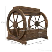 Outsunny Pat de Gradină Înălțat pe 2 Nivele, Jardiniere Căruță din Lemn Finisaj Carbonizat cu Orificii de Drenaj pentru Legume, Flori | Aosom Romania 
