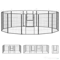 PawHut Gard pentru Câini, Incintă Modulară pentru Câini din 8 Secții pentru Interior și Exterior, 80x100 cm, Negru | Aosom Romania