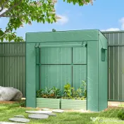 Outsunny Seră de Grădină cu Acoperiș Înclinat, 2 Ferestre și Ușă Rulabilă, Seră pentru Grădină cu Structură din Oțel, Acoperire din PE Anti-UV, pentru Grădină Legume Flori Plante, 196x77x197 cm, Verde | Aosom Romania