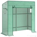 Outsunny Seră de Grădină cu Acoperiș Înclinat, 2 Ferestre și Ușă Rulabilă, Seră pentru Legume cu Structură din Oțel, Acoperire din PE Anti-UV, pentru Legume, Flori, Plante, 196x77x197 cm, Verde