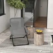 Outsunny Scaune Pliabile de Terasă cu Spătar Reglabil 4 Nivele și Tetieră din Plasă | Aosom Romania