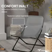 Outsunny Scaune Pliabile de Terasă cu Spătar Reglabil 4 Nivele și Tetieră din Plasă | Aosom Romania