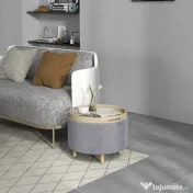 HOMCOM Taburet otoman rotund cu capac rabatabil stil tava, Tabure | Aosom Romania 