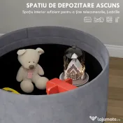HOMCOM Taburet otoman rotund cu capac rabatabil stil tava, Tabure | Aosom Romania 