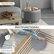 HOMCOM Taburet otoman rotund cu capac rabatabil stil tava, Tabure | Aosom Romania 