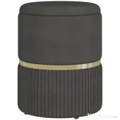 HOMCOM Puf rotund, Taburet tapitat cu spatiu de depozitare, Gri | Aosom Romania 