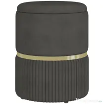 HOMCOM Puf rotund, Taburet tapitat cu spatiu de depozitare, Gri | Aosom Romania