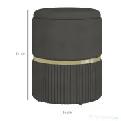 HOMCOM Puf rotund, Taburet tapitat cu spatiu de depozitare, Gri | Aosom Romania 