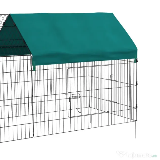 PawHut Tarc pentru Animale de Companie, Habitat pentru Pui, Iepuri, Chinchilla, Spațiu Sigur cu Acoperiș Verde | Aosom Romania